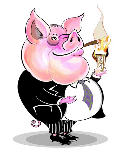 Piggy bank - allegorical illustration by Neale Osborne